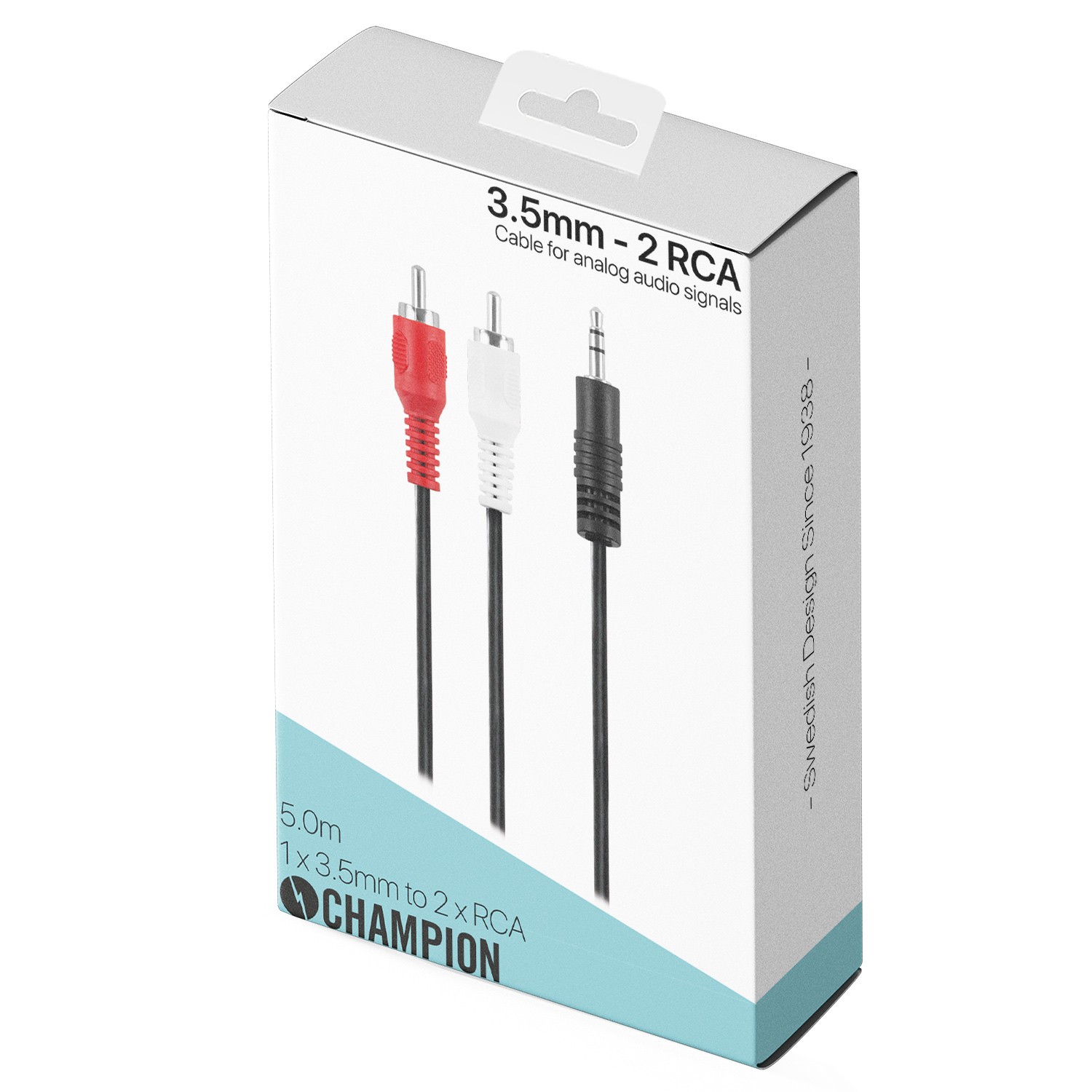 Ljudkabel Champion 3,5mm - 2 RCA Hane-Hane 5.0m