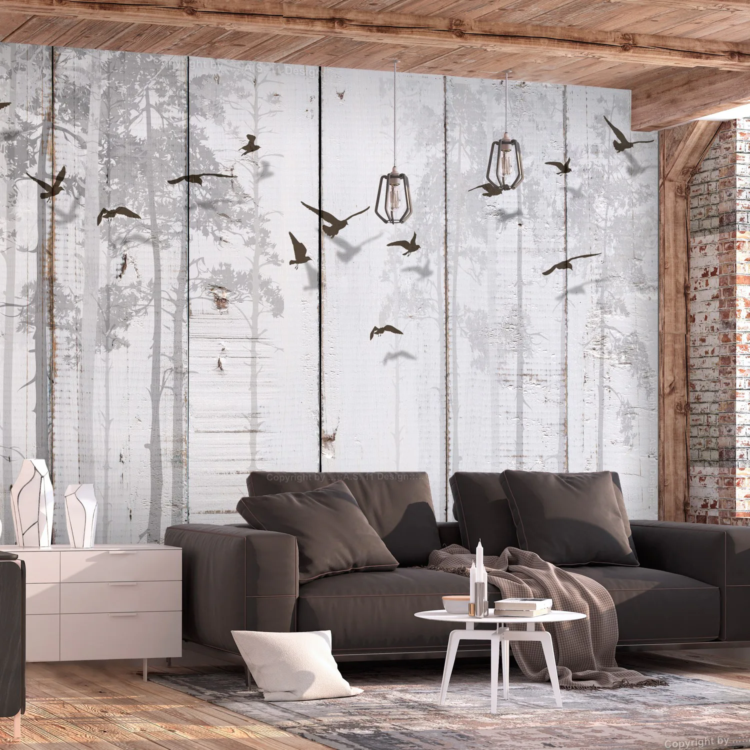 Fototapet Arkiio Birds on Boards
