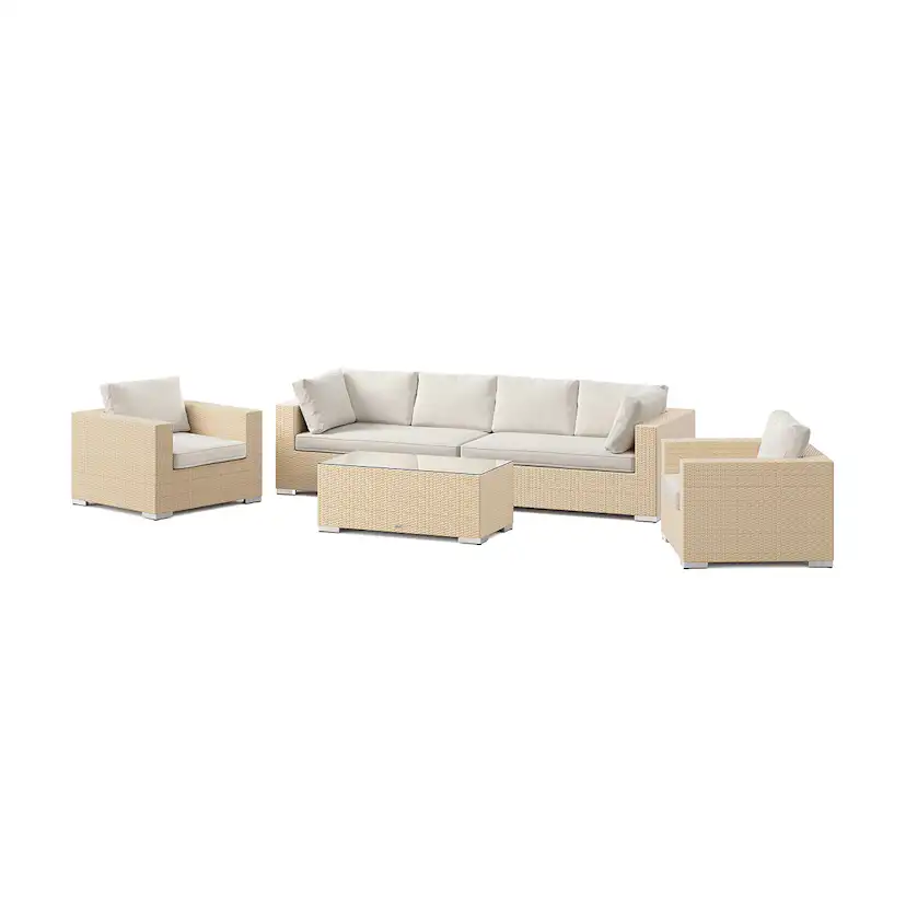 Loungegrupp Comfort Garden Bahamas utomhus soffgrupp 6-sits med två fåtöljer och bord
