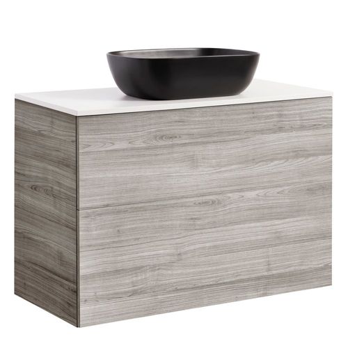 Isel 90Sand Bs Vit+Ts Rekt Sv Färg Tvättställsskåpet: Sand, Färg Bänkskiva: Vit, Färg Tvättställ: Svart - B: 908 mm, H: 737 mm, D: 470 mm