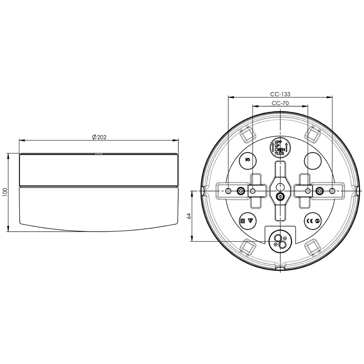 Vägg-/Taklampa Ifö Electric Opus 200/100 IP44 LED