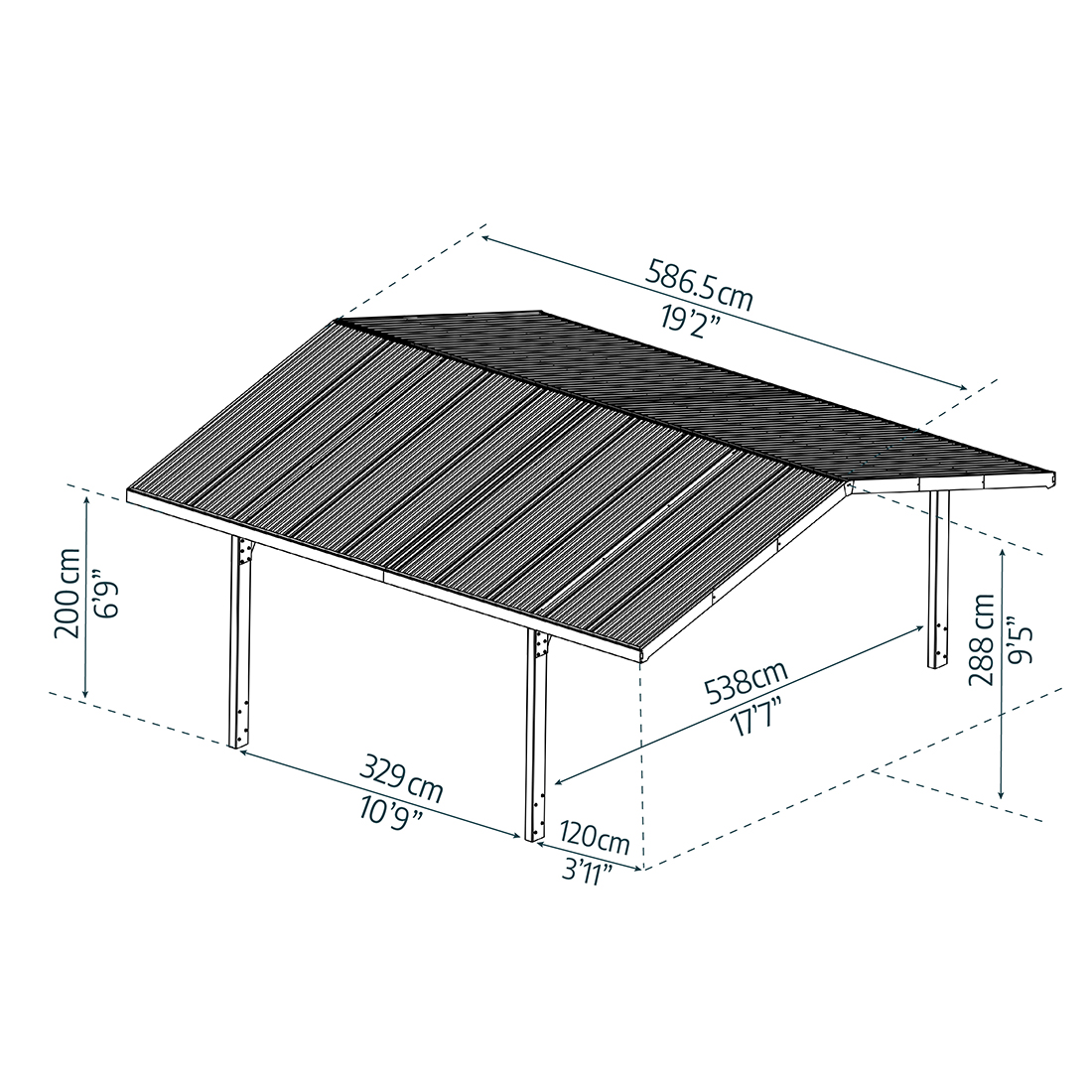 Carport Canopia by Palram Sydney i Metall Dubbel båge 6x6 m Svart
