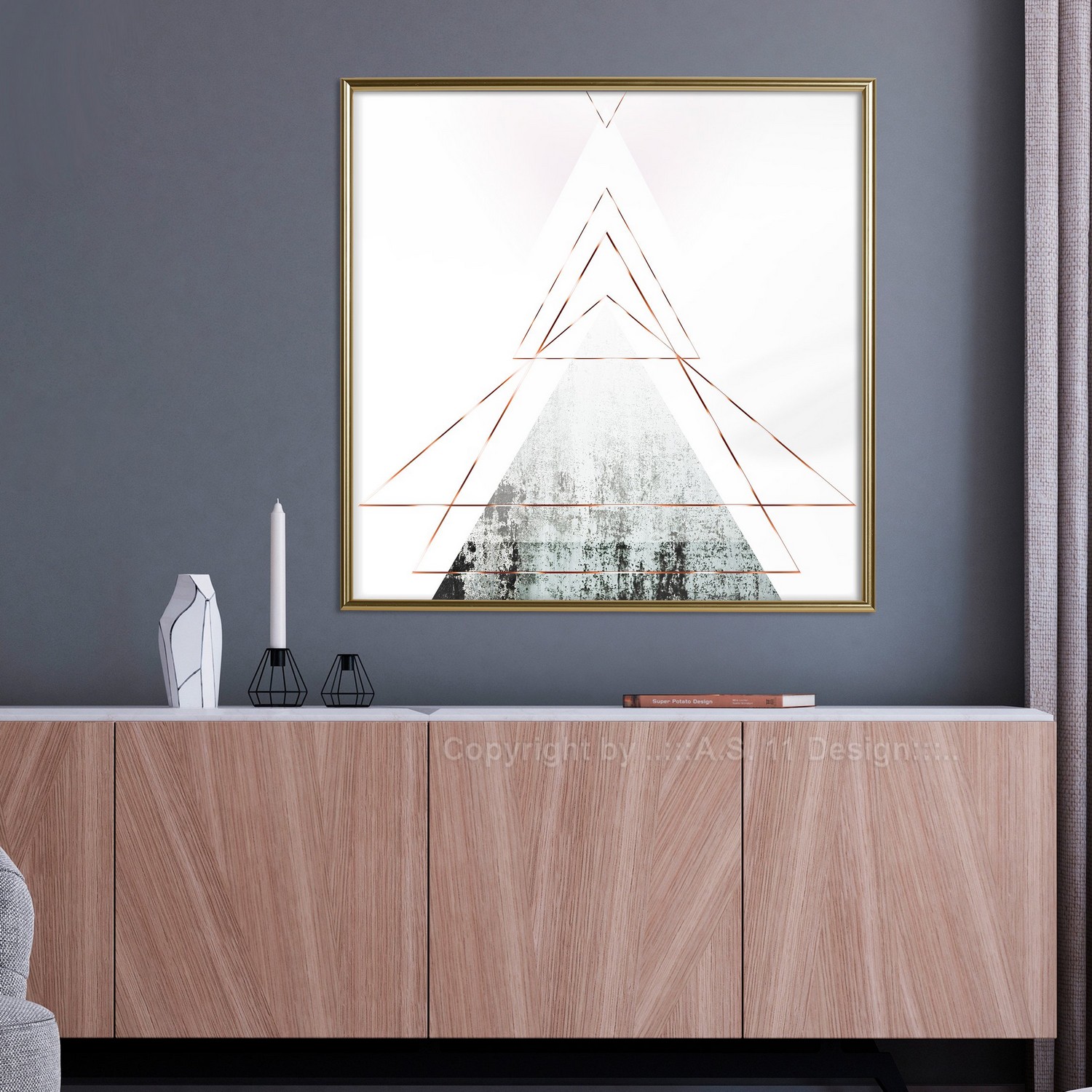Affisch - Geometric Abstraction (Square) [Poster] 20x20 Guld ram, 20x20 cm