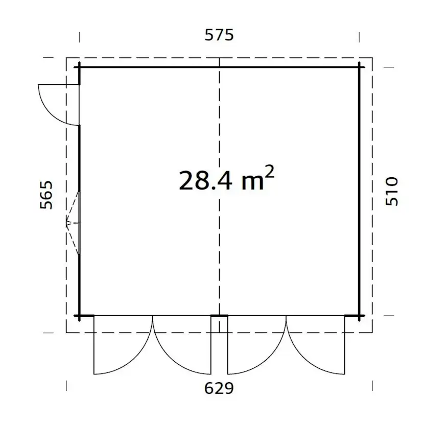 Garage Palmako Roger 28,4 m2 med Slagport