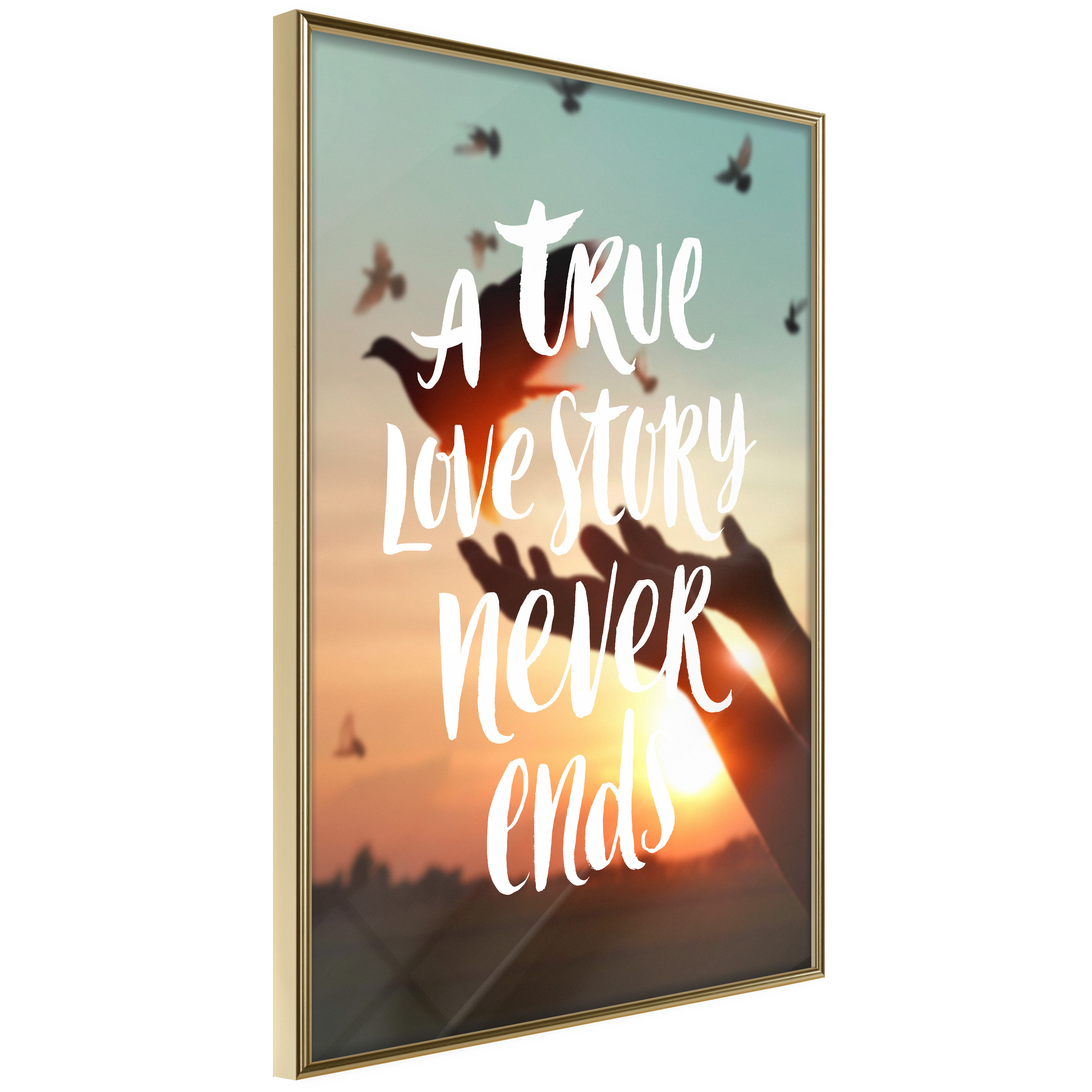 Affisch - A True Love Story Never Ends [Poster] 30x45 Guld ram, 30x45 cm