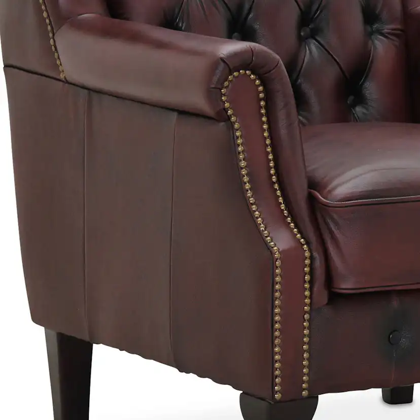Aberdeen Wingchair läder Wo/split Burgundy Burgundy