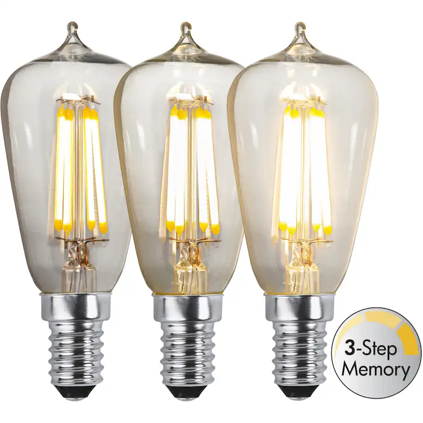 LED-lampa Star Trading E14 ST38 Klar 3-step Dimbar Memory 2,5W