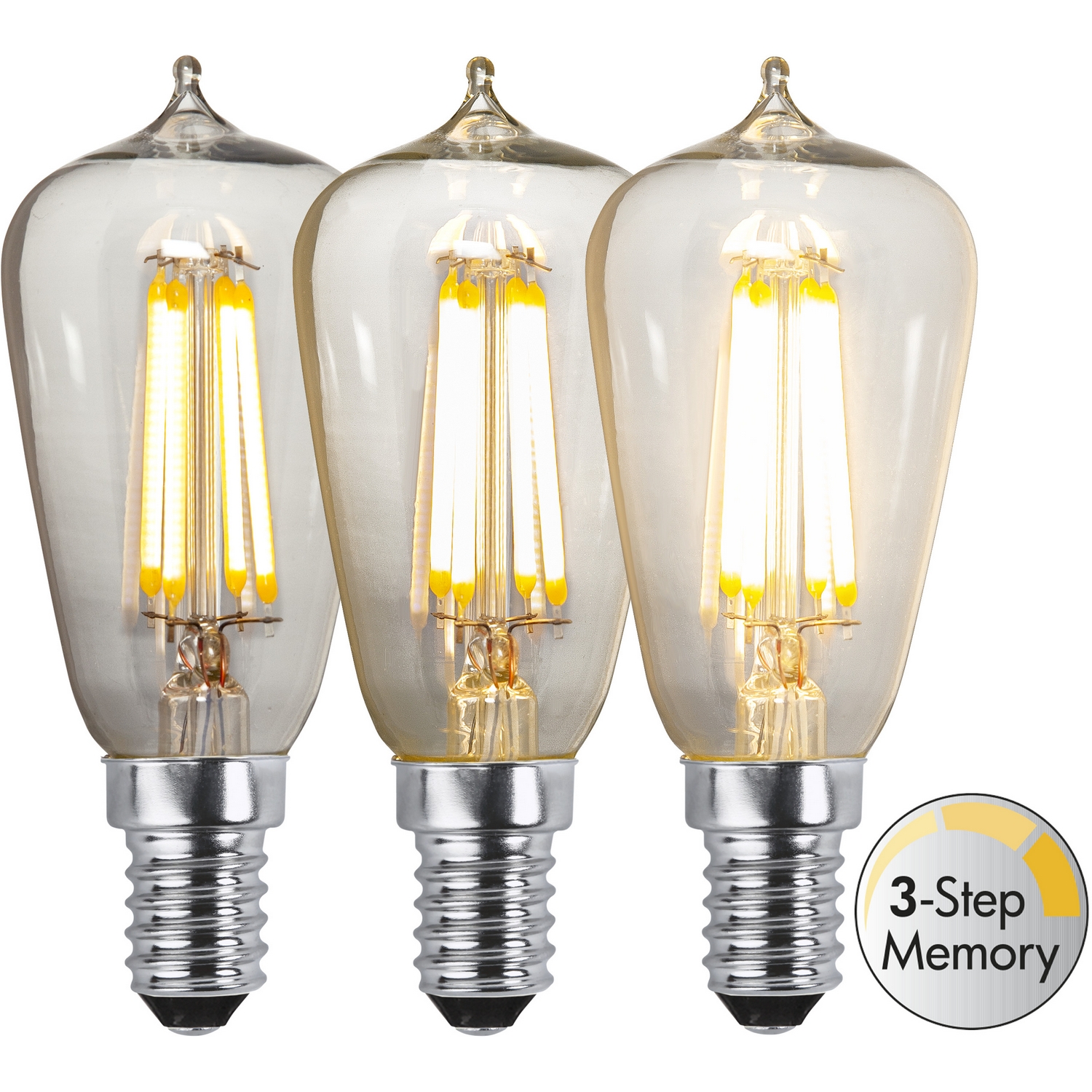 LED-lampa Star Trading E14 ST38 Klar 3-step Dimbar Memory 2,5W