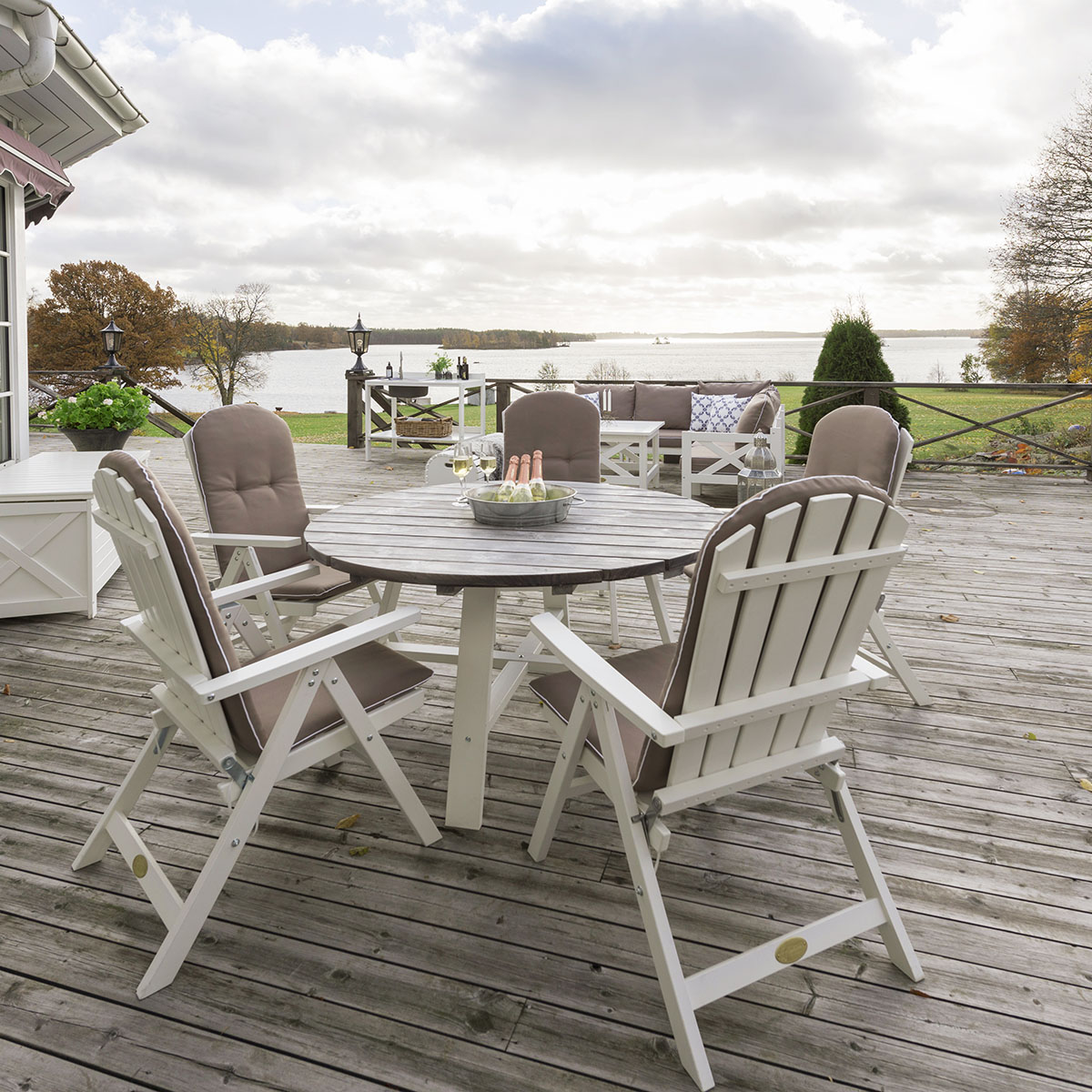 Utebord Hillerstorp Shabby Chic Ø 138 cm med Zinkspann