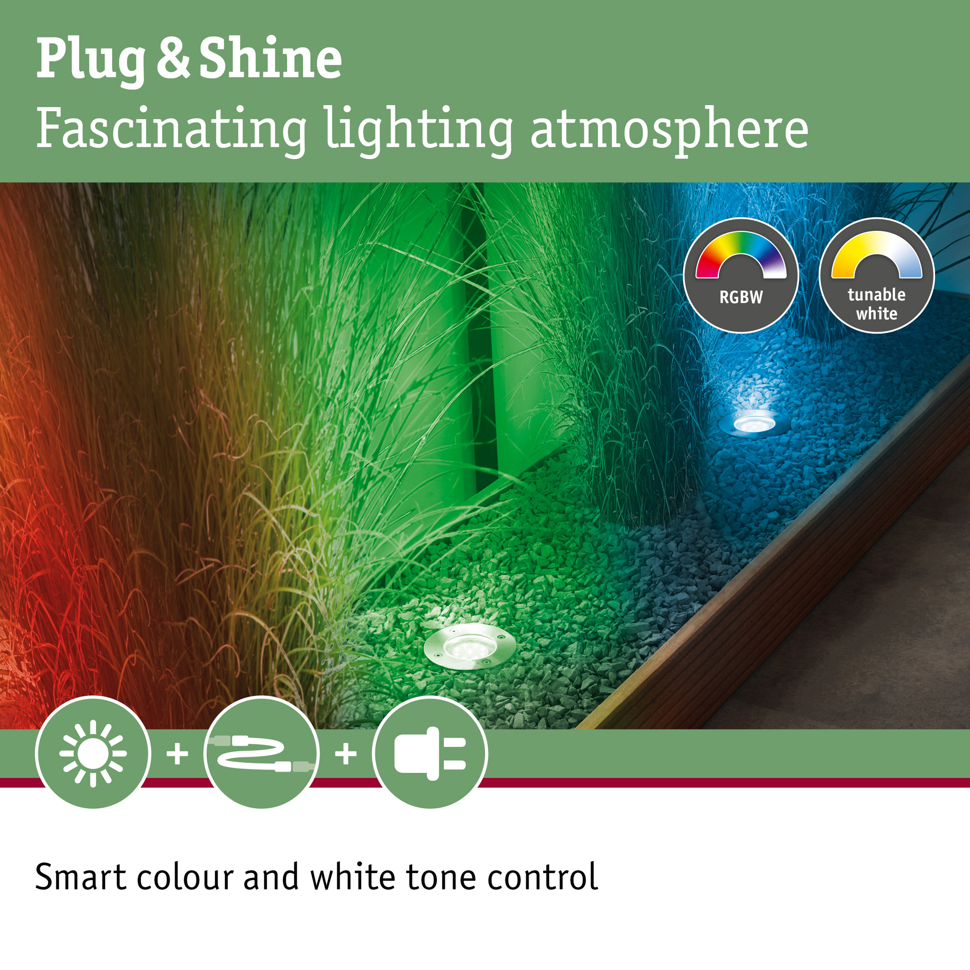 LED Infälld Markbelysning Paulmann Plug & Shine Smart Home Zigbee 3.0 Floor Profil IP67 RGBW+ 3,7W 3-pack