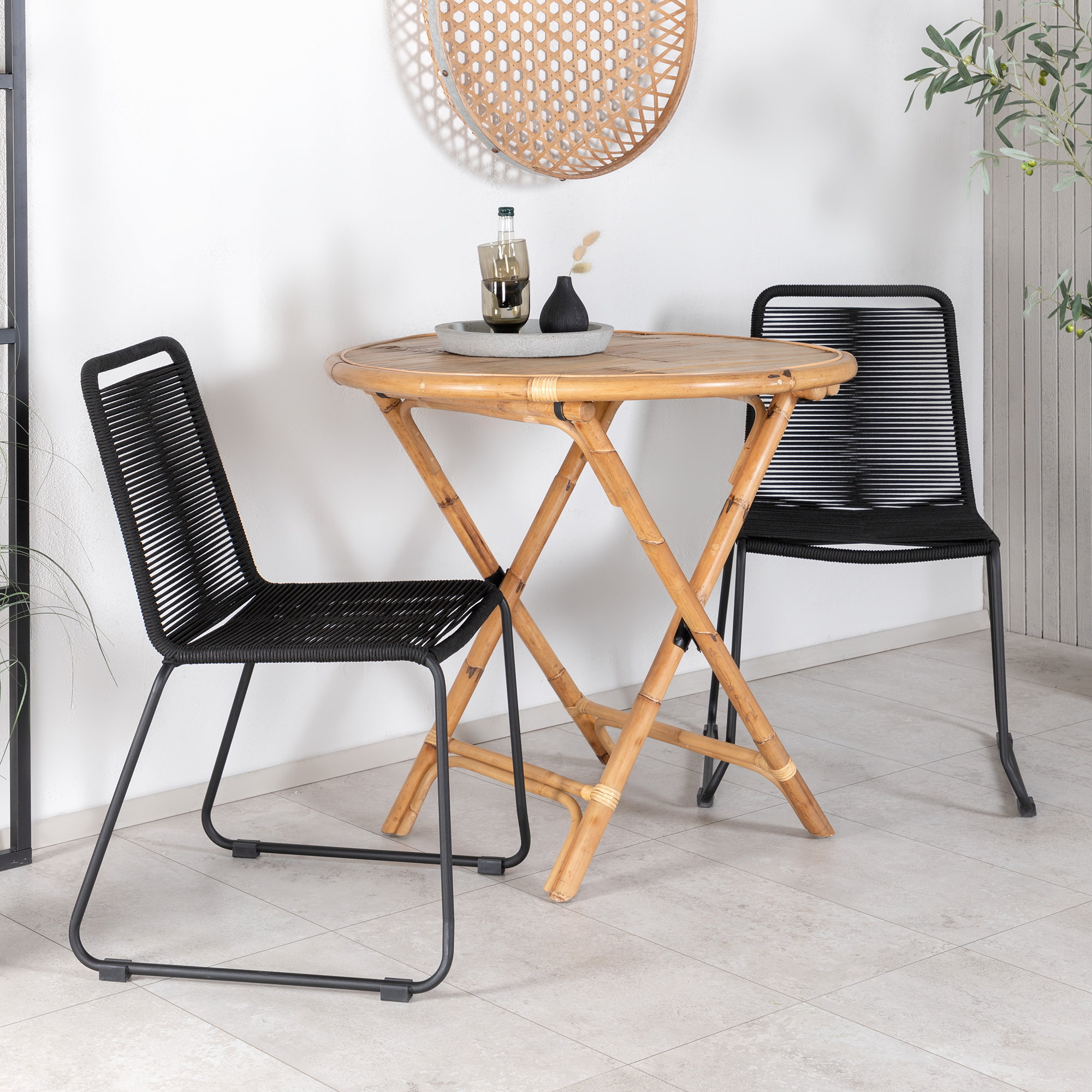 Cafégrupp Venture Home Cane med 2 Lindos Trädgårdsstolar Utomhus