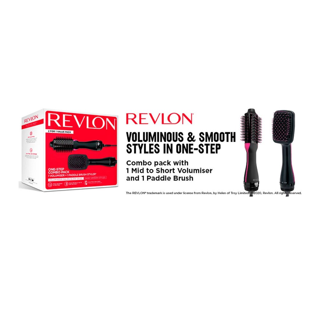 Varmluftsborste Revlon One-Step Combo Pack 1 Volumiser + 1 Paddle