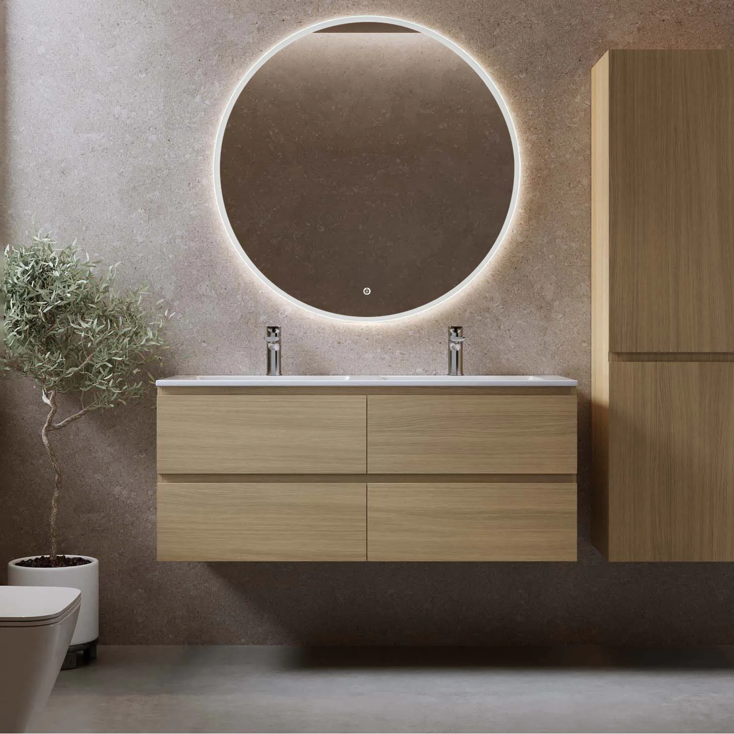 Tvättställsskåp Bathlife Eufori med Tvättställ och Spegel Skina