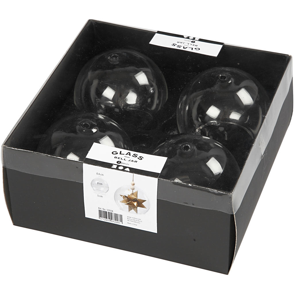 Glaskupa Creativ Company Kulformad Transparent HålStl 5 cm 4 st/1 Förp