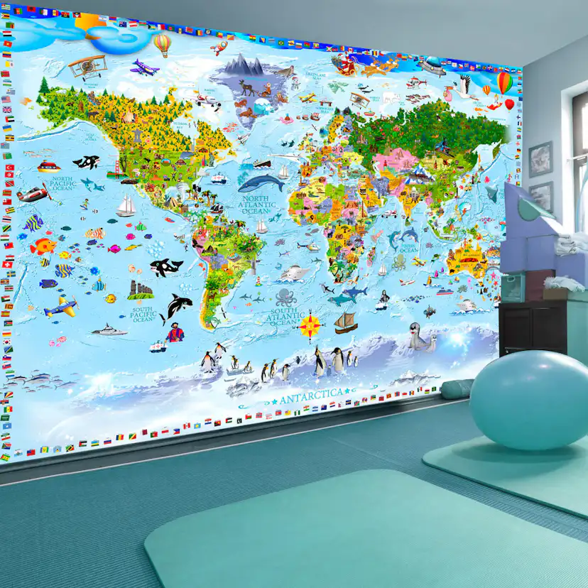 Fototapet Arkiio Självhäftande World Map For Kids