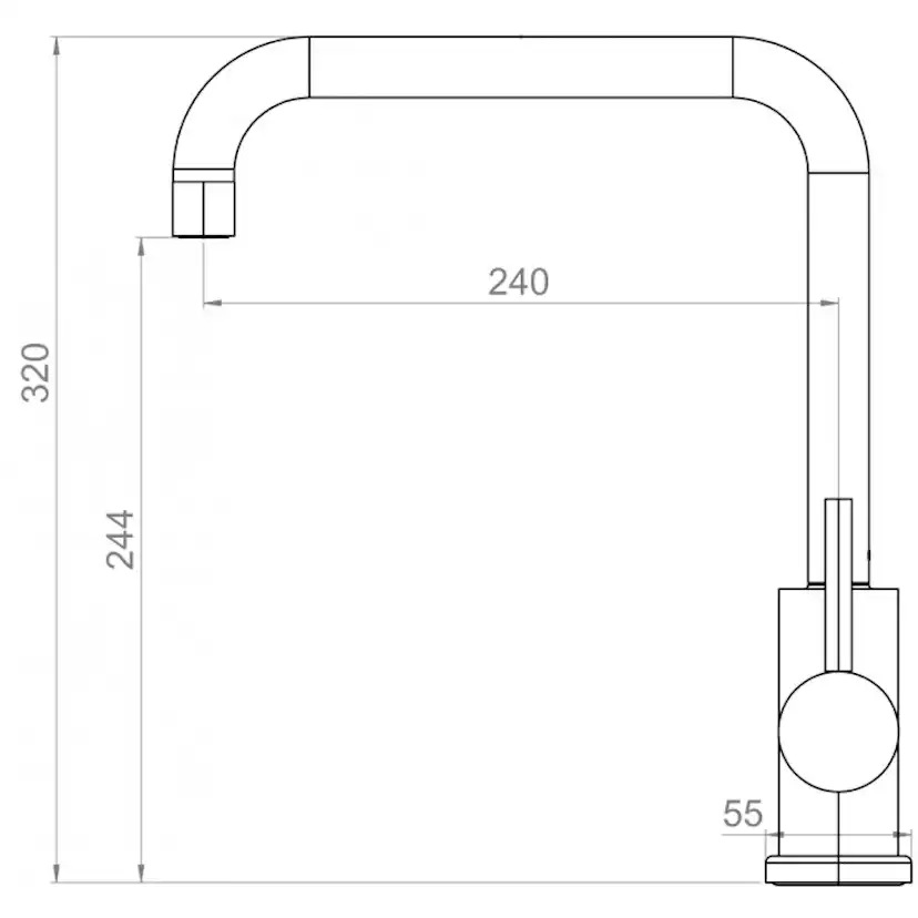 Köksblandare Strand Stainless Solid SO-1008E Rostfri Engreppsblandare Svängbar Pip