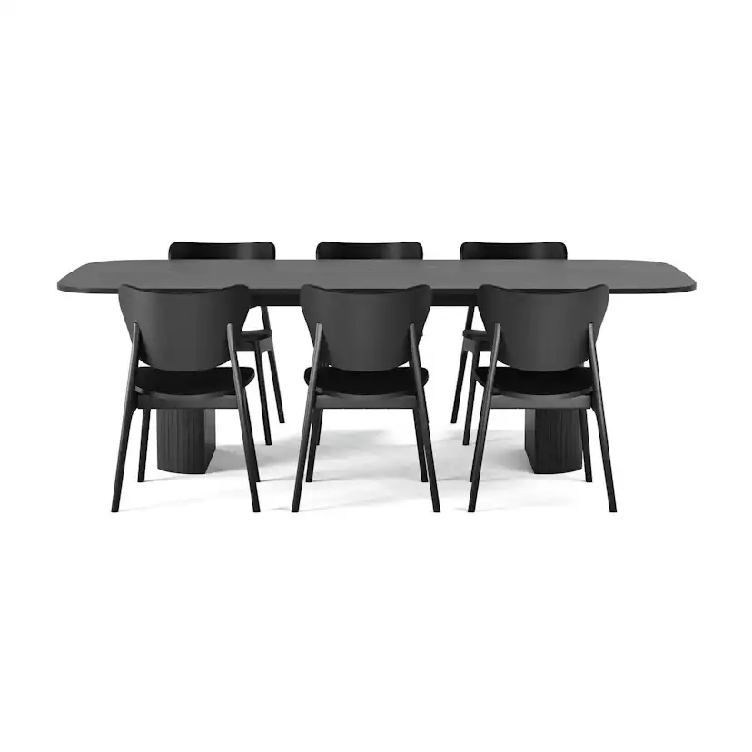 Matgrupp Bark Kopparbo Rektangulärt Matbord 240 cm med 6 Matstol Jerup