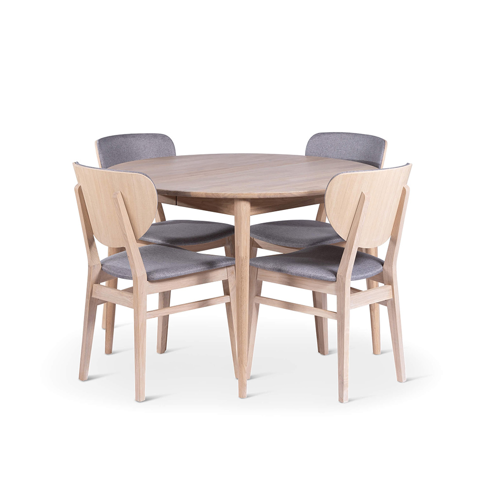 Matgrupp Stenexpo Odense med Iläggsskiva och 4 Fårö Stolar