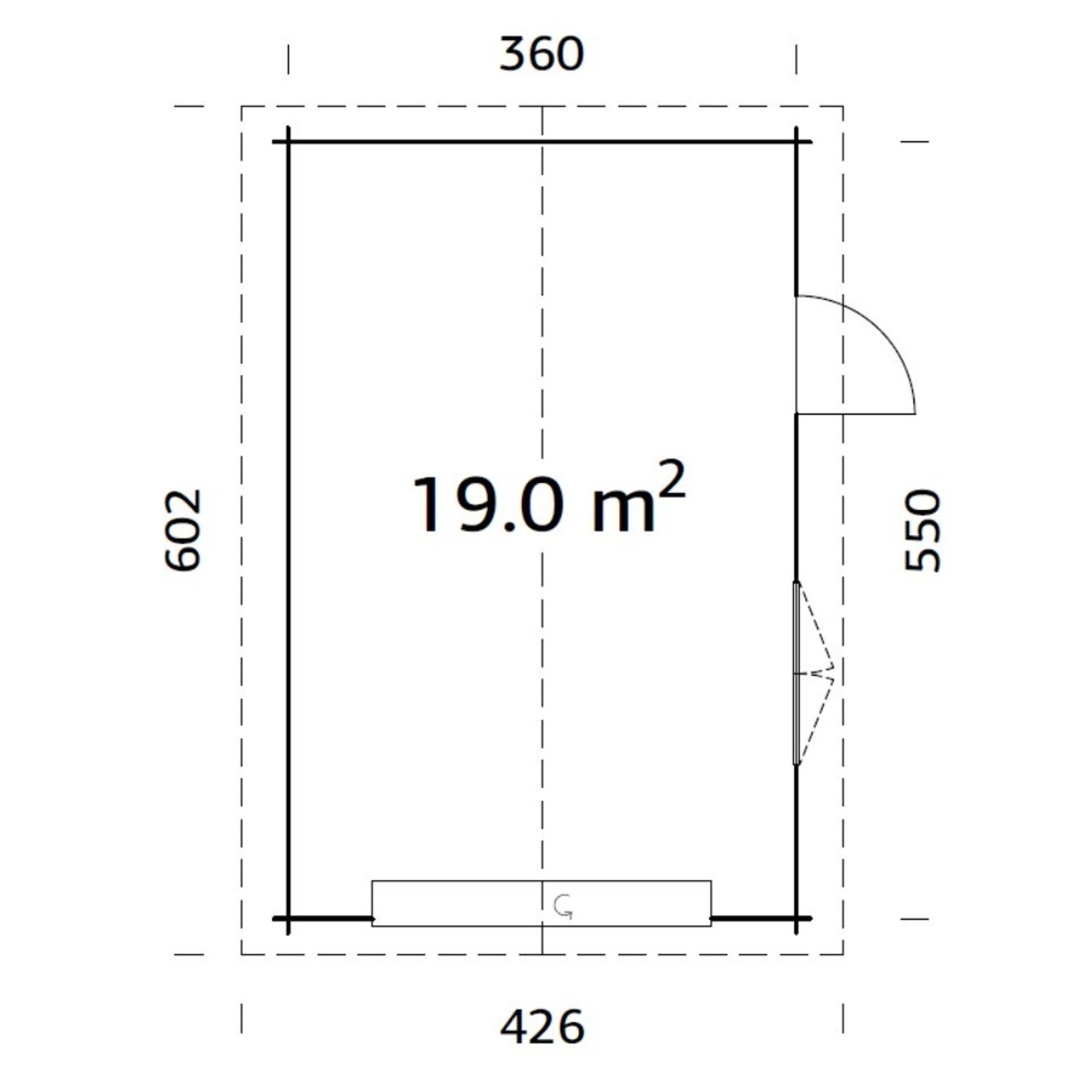 Garage Roger 19,0 m2 med Takskjutport Obehandlad