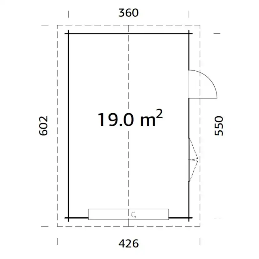 Garage Roger 19,0 m2 med Takskjutport Obehandlad