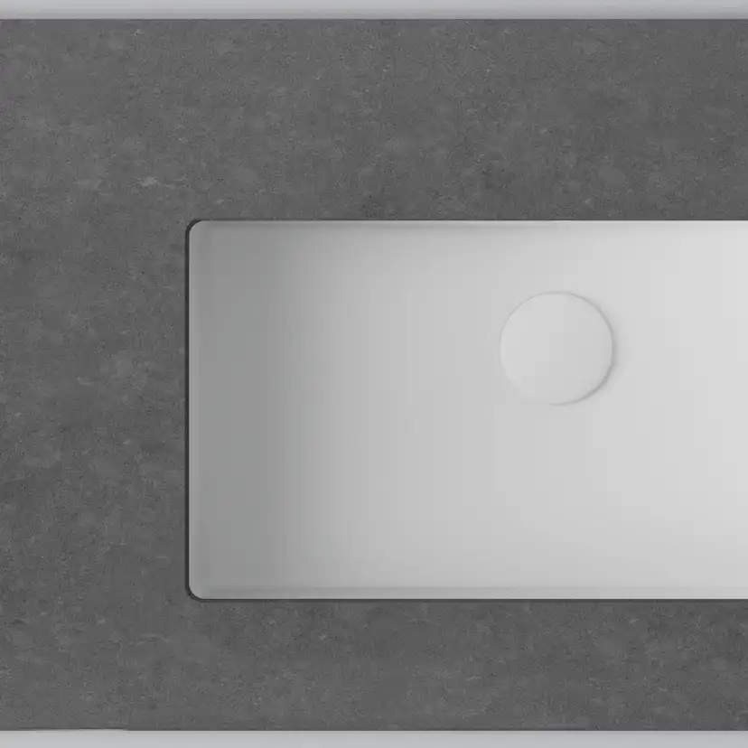 Bänkskiva Wave 70 Raven/Matte White Utan hål för blandare Färg Bänkskiva: Raven, Färg Tvättställ: Matte White, Bredd: 760 mm