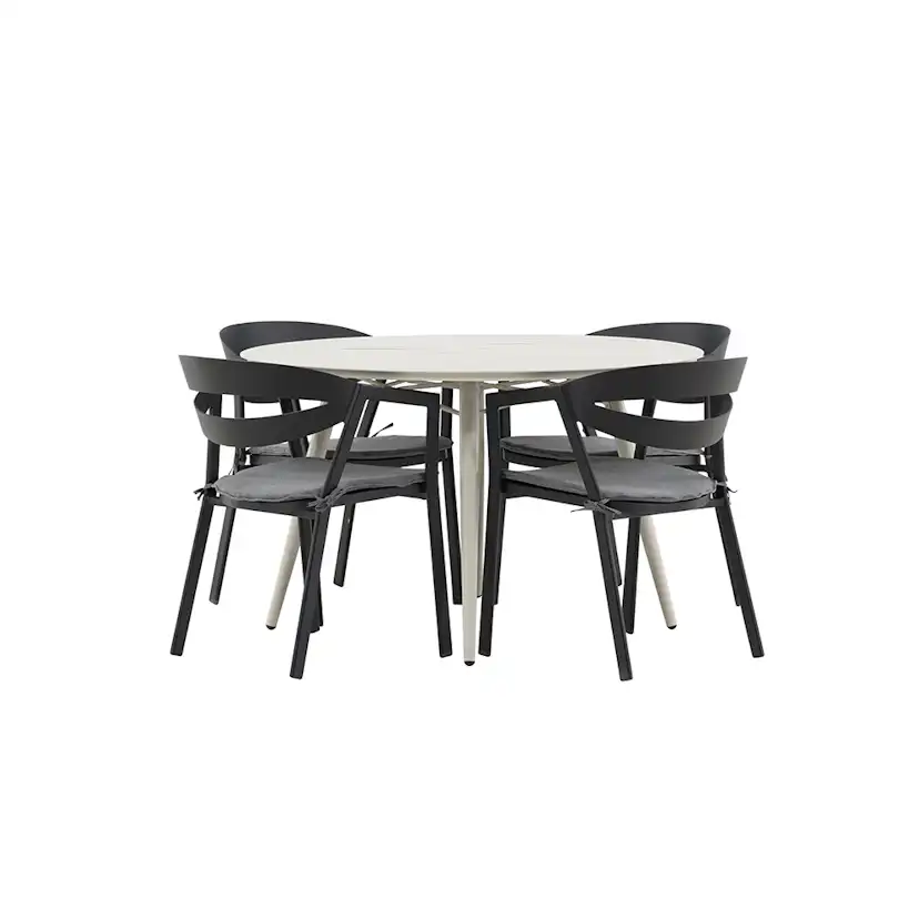 Matgrupp Venture Home Lina Ø120 cm med 4 Slit Stolar