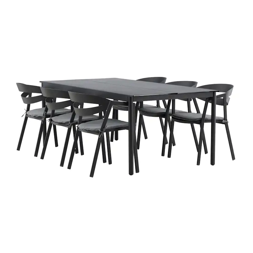 Matgrupp Venture Home Modena 200x100 cm med 6 Slit Stapelstolar