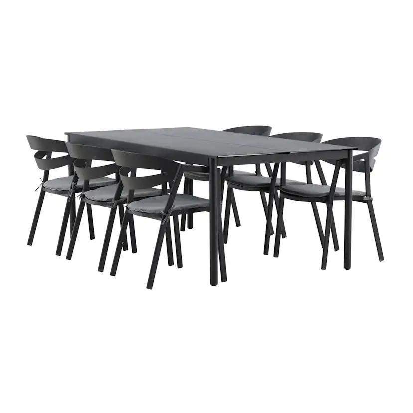 Matgrupp Venture Home Modena 200x100 cm med 6 Slit Stapelstolar