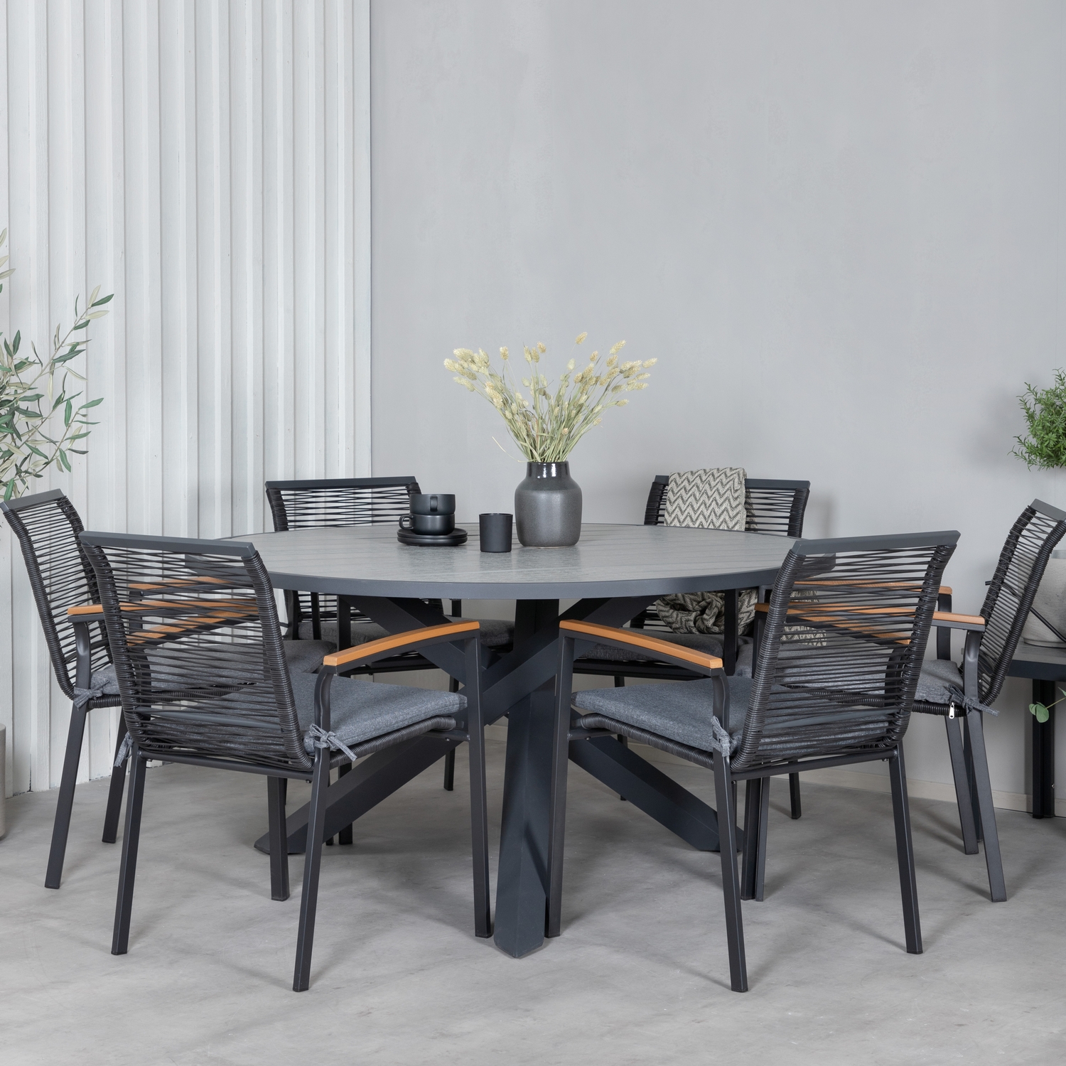 Matgrupp Utomhus Venture Home Pincy med 6 Douglas Trädgårdsstolar