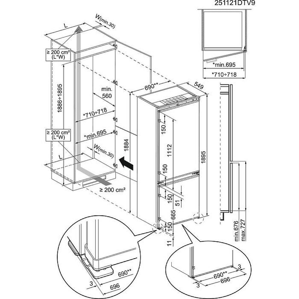 Kombinerad Kyl/Frys Electrolux Serie 700 ENA7TE75S Integrerad