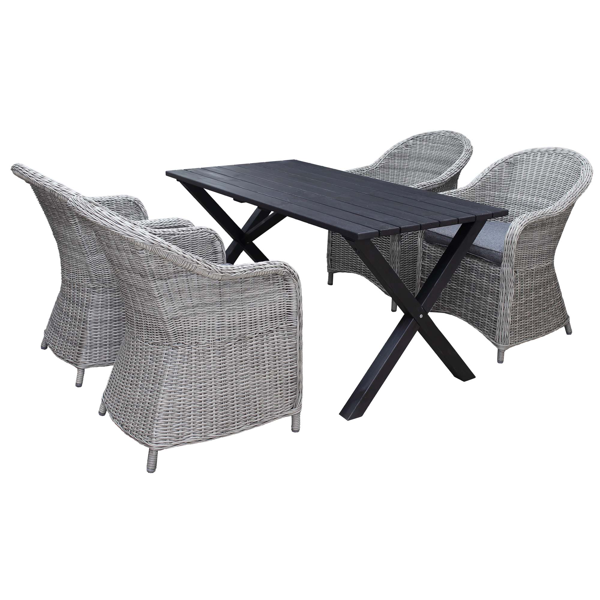 Matgrupp Utomhus Baltic Garden 150 cm bord & 4 Belize grå stolar
