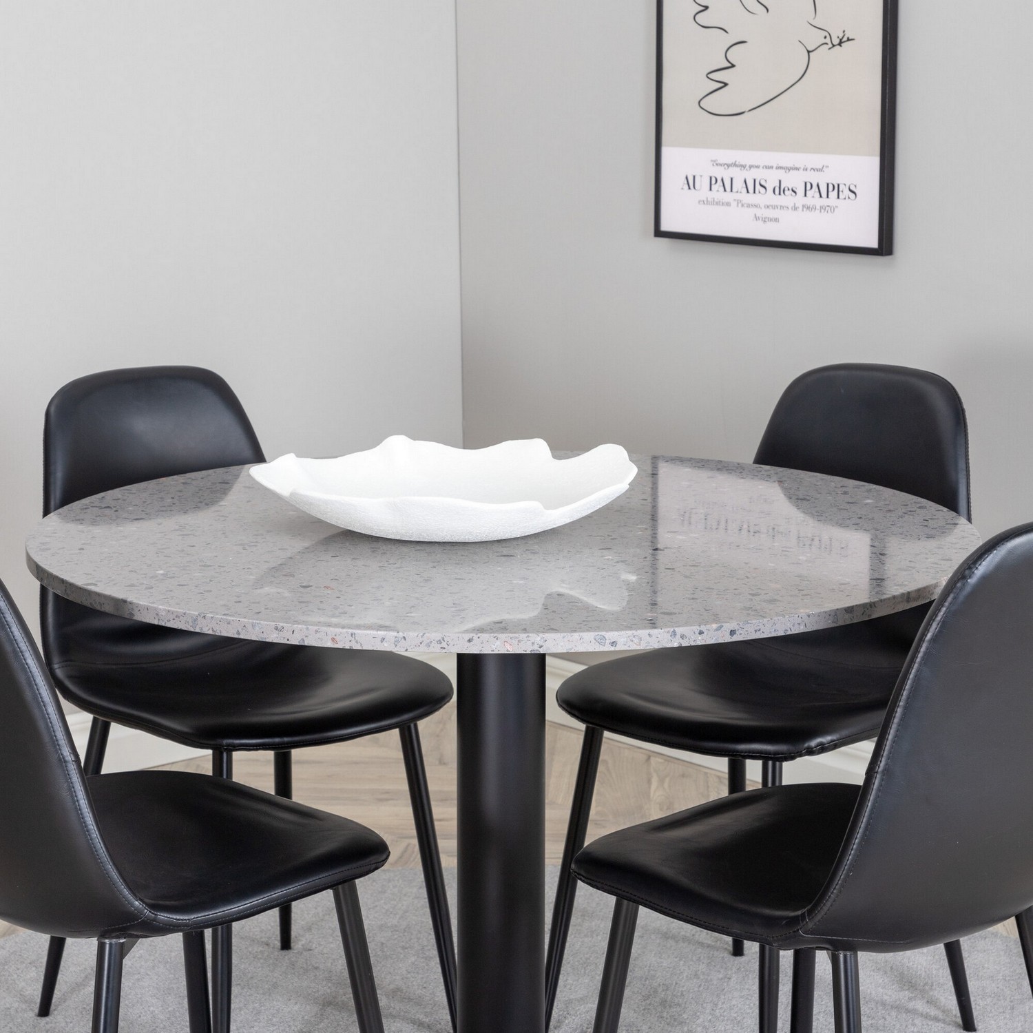 Matgrupp Venture Home Roxanna Grå Bord med 4 Pobbie Stolar Läder