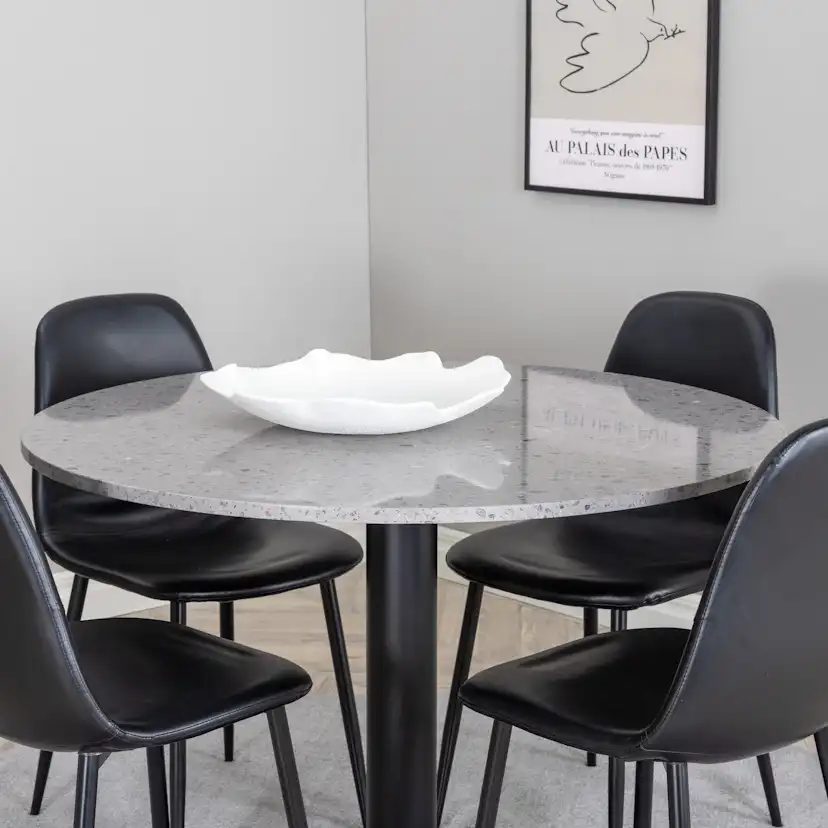 Matgrupp Venture Home Roxanna Grå Bord med 4 Pobbie Stolar Läder