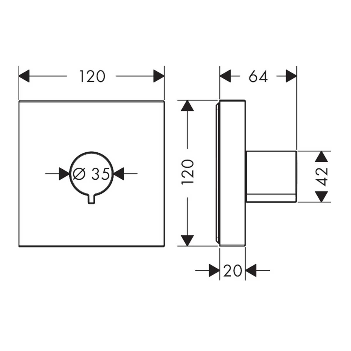 Färdigset Axor ShowerCollection till Avstängningsventil 120/120 Square