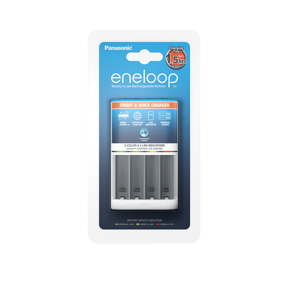 Snabbladdare Panasonic För Uppladningsbara AA/AAA Batterier