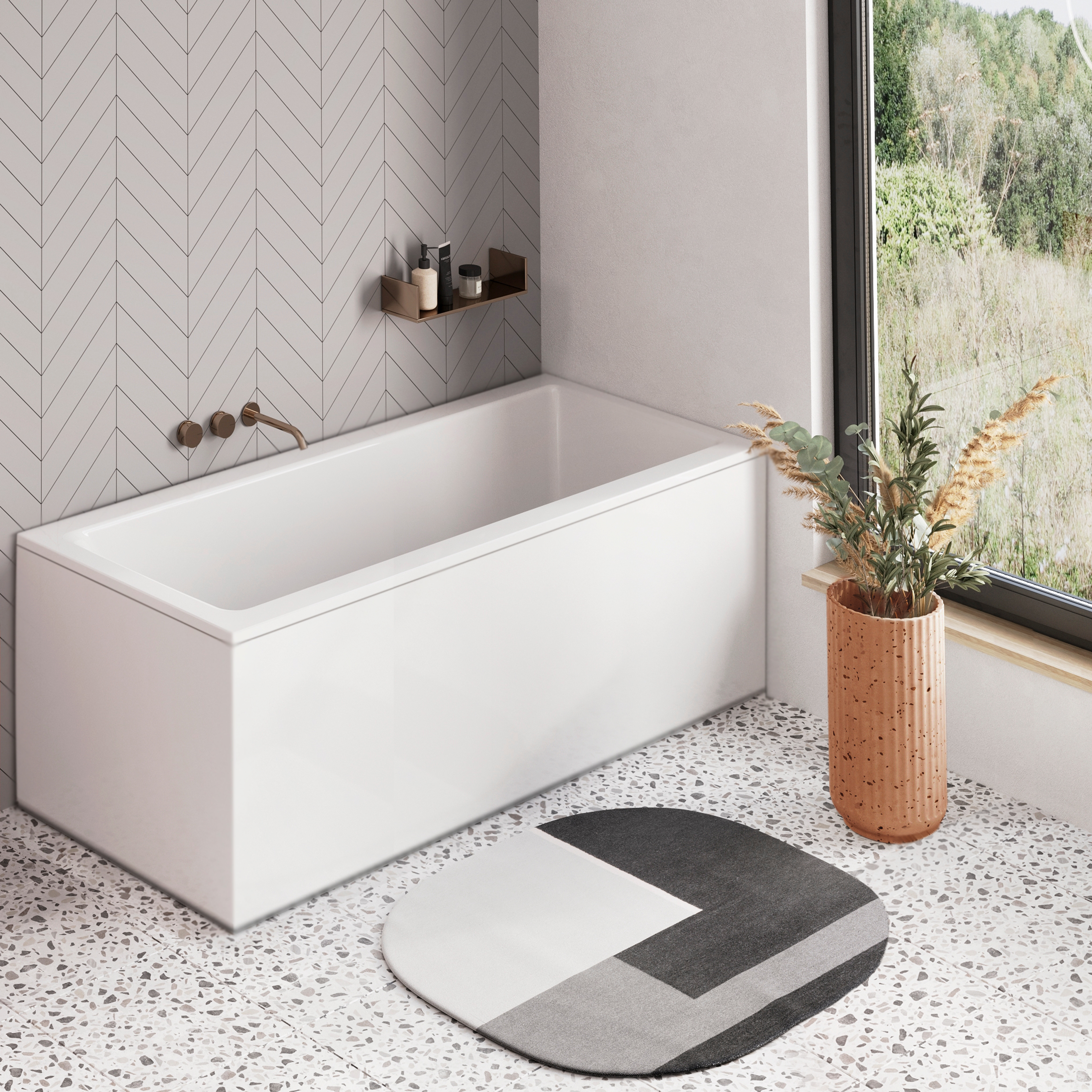 Badkar Borgholm 160 cm Bra U5 160 cm Bra U5: Med Frontpanel, Ingen sidopanel, Sargblandare till höger