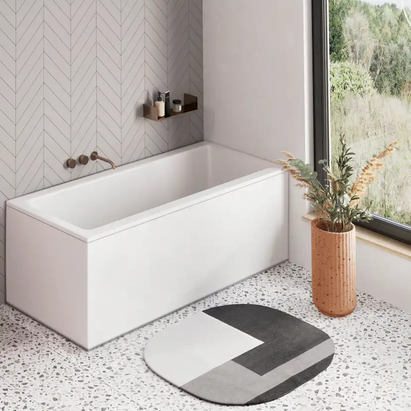 Badkar Borgholm 160 cm Bra U5 160 cm Bra U5: Med Frontpanel, Ingen sidopanel, Sargblandare till höger