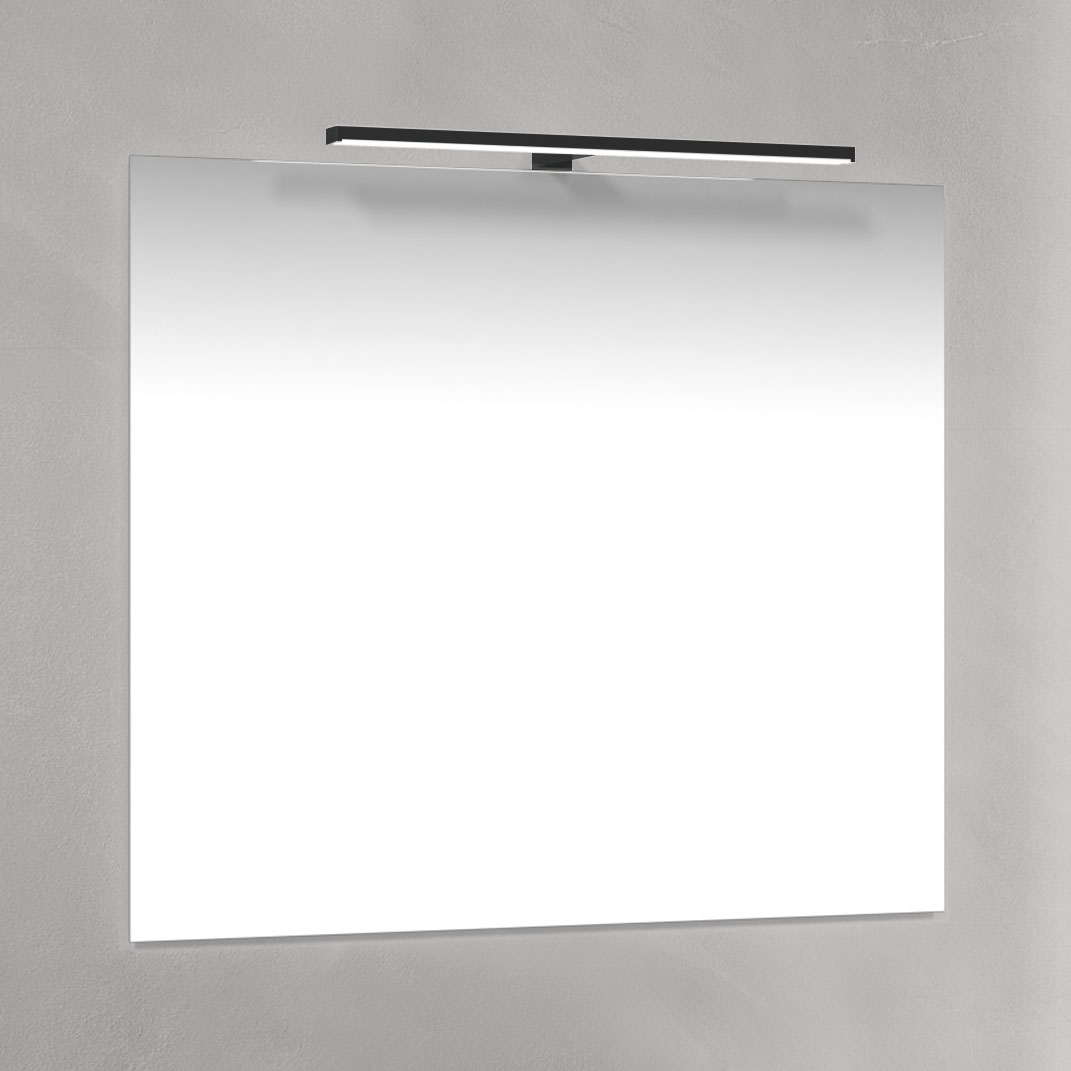Spegel 80x70 Svart T-Belysning Bredd: 800 mm