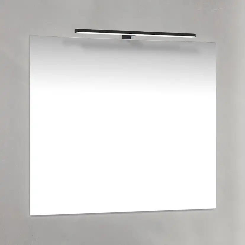 Spegel 80x70 Svart T-Belysning Bredd: 800 mm