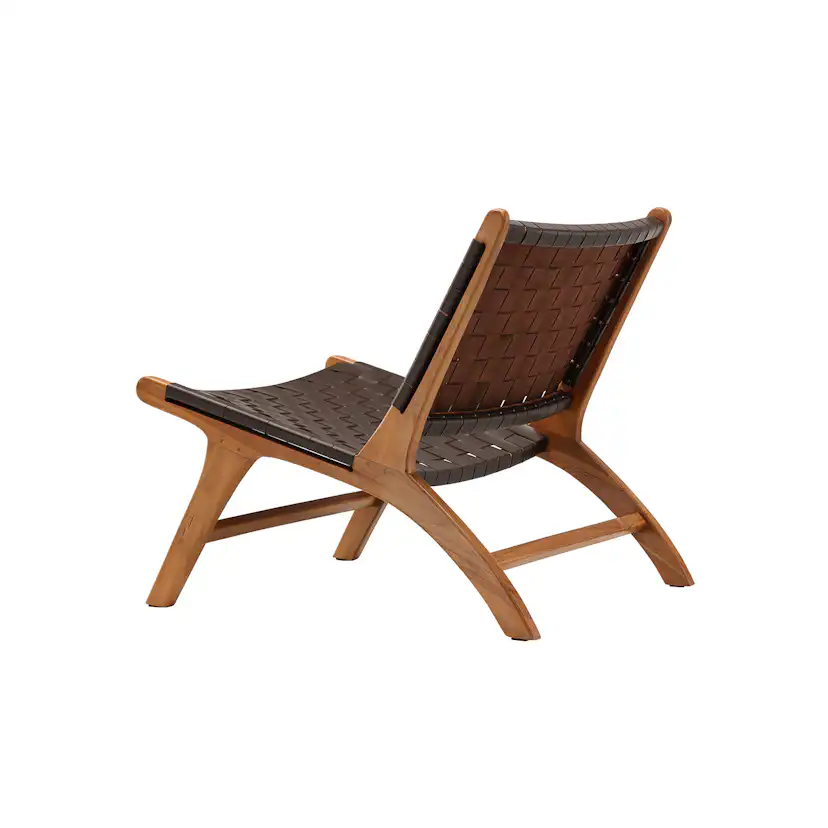 Loungestol Vind Rike Fåtölj i Brun Konstläder & Teak