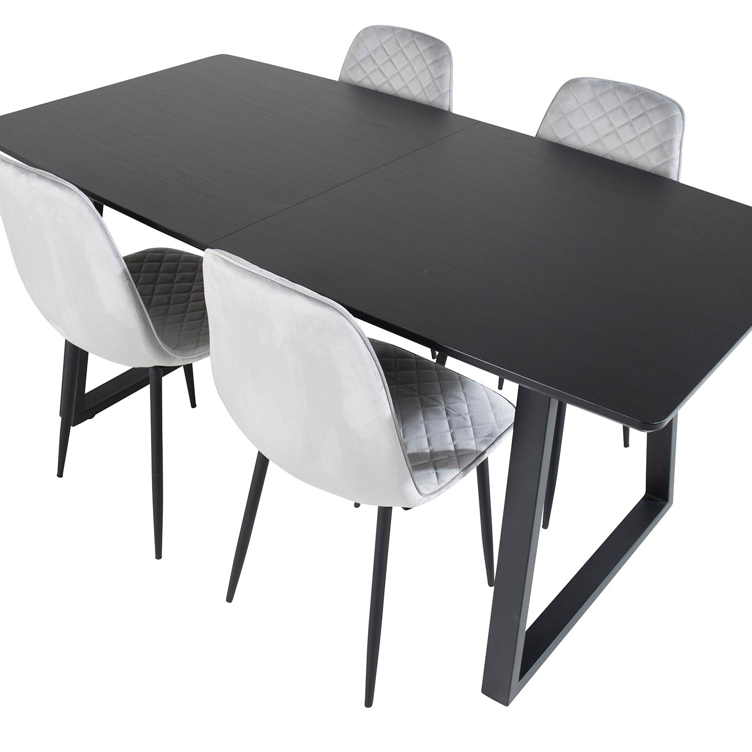 Inca Extentiontable - Black top /+Polar Diamond Chair -_4 Svart/Grå