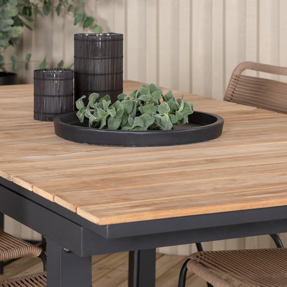 MexicoTable160/240*90-LindosChair-BlackAlu/LatteRope_4 Beige