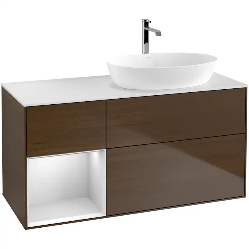 Tvättställsskåp Villeroy & Boch Finion med 3 Lådor Hylla och Bänkskiva för Ocentrerat Tvättställ från Artis & Collaro