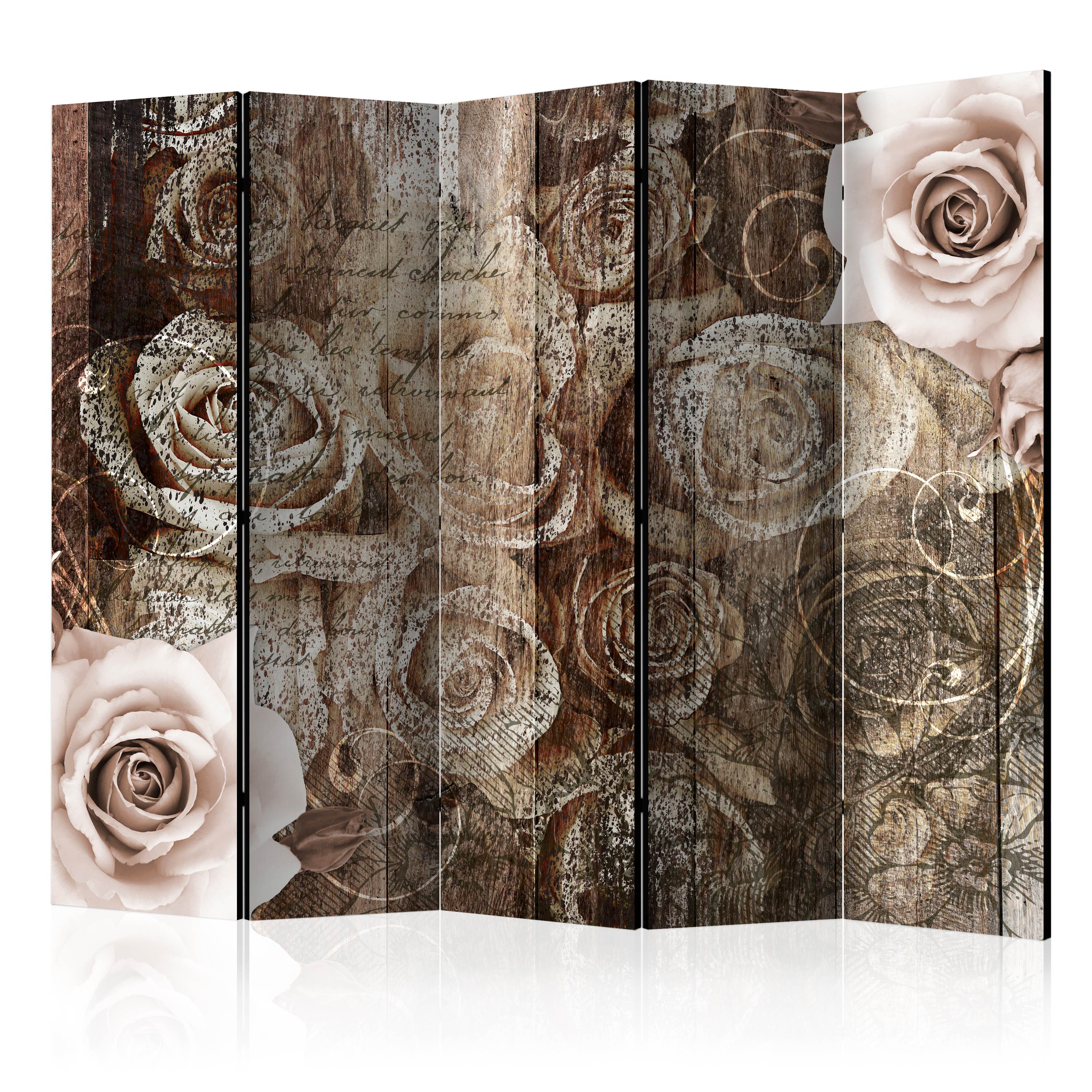 Rumsavdelare Skärmvägg Arkiio Old Wood and Roses II 225x172 cm