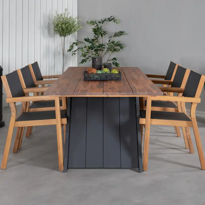 Matgrupp Venture Home Doni med 6 Vum Stapelbara Matstolar