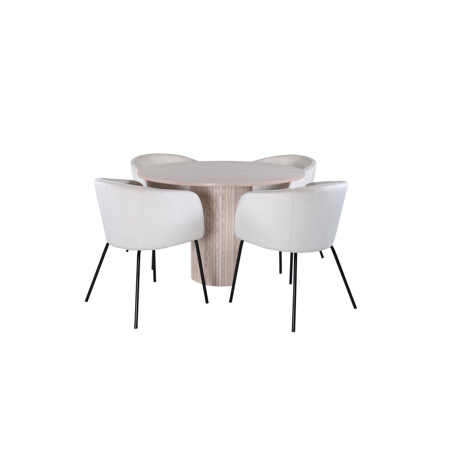 Matgrupp Venture Home Bianca Rund med 4 Bergen Stolar Sammet