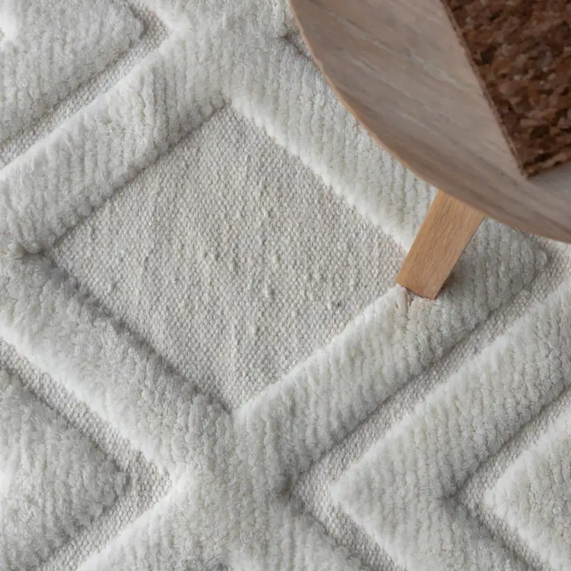 Dahlia Wool - 300*400- -Rectangular-White Vit, Mått: 300x400 cm