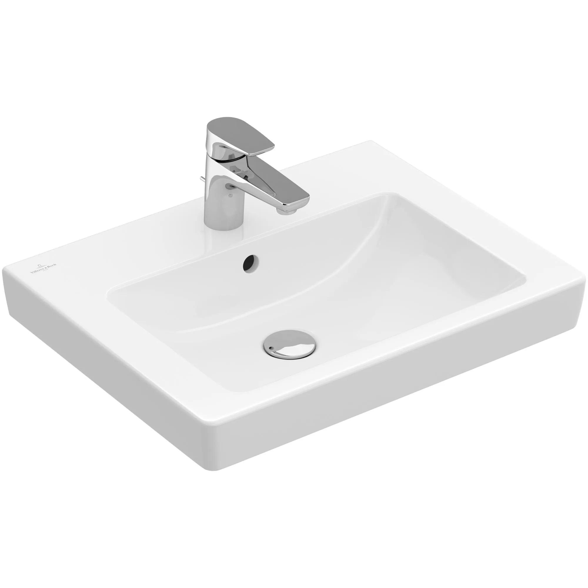 Tvättställ villeroy & Boch Subway 2.0 7113F5R1 Vit Alpin CeramicPlus, Med Bräddavlopp, 550 mm, Med Blandarhål, för Trehålsblandare