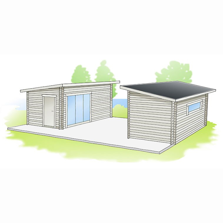 Bastu Baseco Gellas Funkis 15 m² Fristående Bastuhus med Isolerat Skjutglasparti