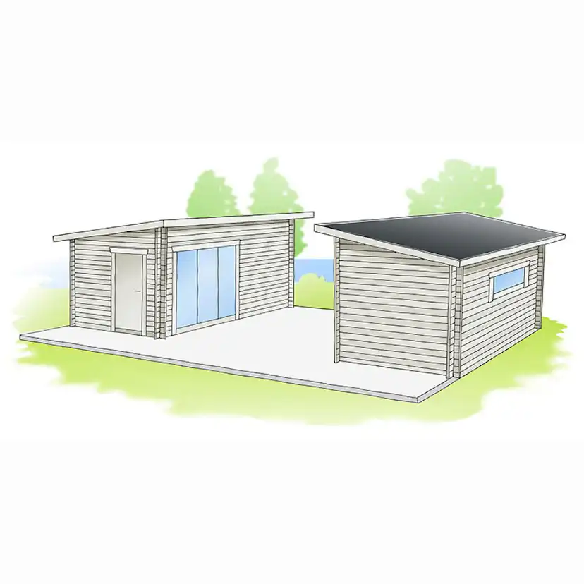 Bastu Baseco Gellas Funkis 15 m² Fristående Bastuhus med Isolerat Skjutglasparti